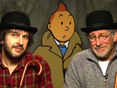 Peter Jackson e Steven Spielberg sul set di Tintin