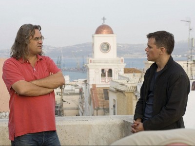 Paul Greengrass e Matt Damon discutono sul set di The Bourne Ultimatum