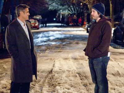 George Clooney e Jason Reitman sul set di Tra le nuvole