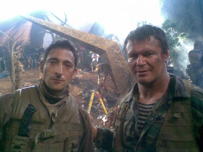 Adrien Brody e Oleg Taktarov sul set di Predators