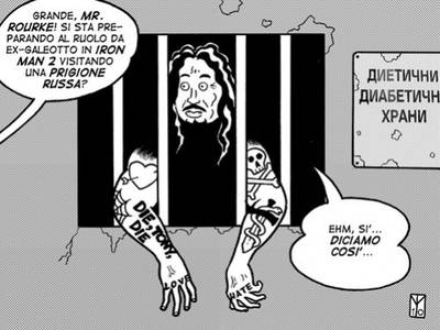 Mickey Rourke nella vignetta di Marco Triolo
