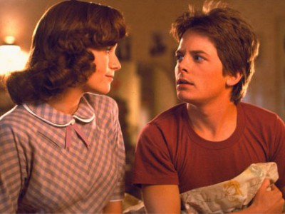 Michael J. Fox e Lea Thompson in Ritorno al futuro