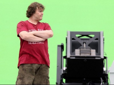 Jack Black sul set de I fantastici viaggi di Gulliver