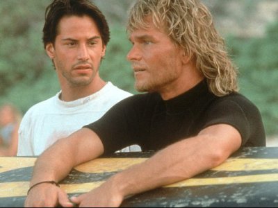 Keanu Reeves e Patrick Swayze in Point Break