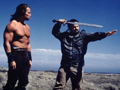 Milius sul set con Schwarzenegger