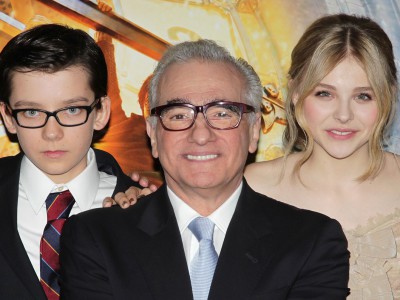 Scorsese insieme a Butterfield e Moretz alla première newyorchese di Hugo Cabret
