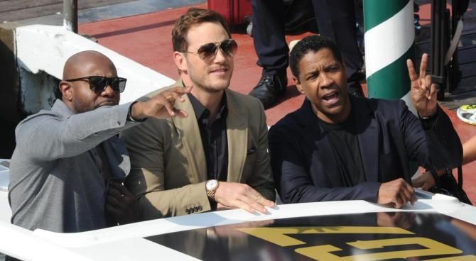 Antoine Fuqua, Chris Pratt e Denzel Washington a Venezia