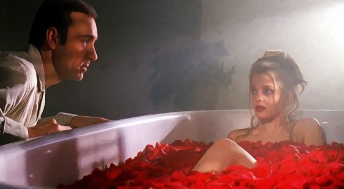 Kevin Spacey e Mena Suvari in American Beauty