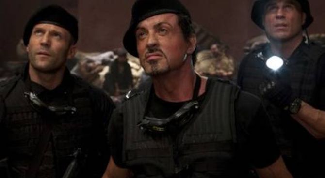 The Expendables - Jason Statham, Sylvester Stallone e Randy Couture